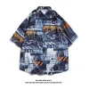 A cool and stylish One Piece Luffy graffiti short-sleeved shirt for men, a thin, loose, trendy and versatile couple shirt with half sleeves for summer Application Scenario